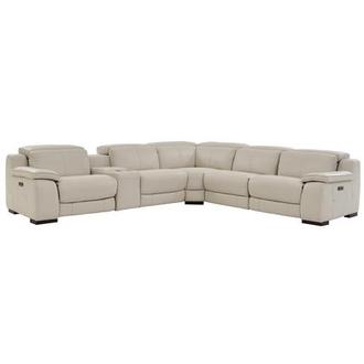 Gian Marco Light Gray Leather Power Reclining Sectional with 6PCS/3PWR