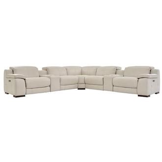 Gian Marco Light Gray Leather Power Reclining Sectional with 7PCS/3PWR