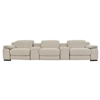Gian Marco Light Gray Home Theater Leather Seating with 5PCS/2PWR