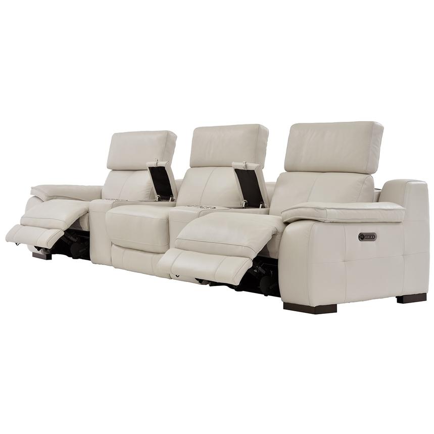 Gian Marco Light Gray Home Theater Leather Seating with 5PCS/2PWR  alternate image, 4 of 10 images.