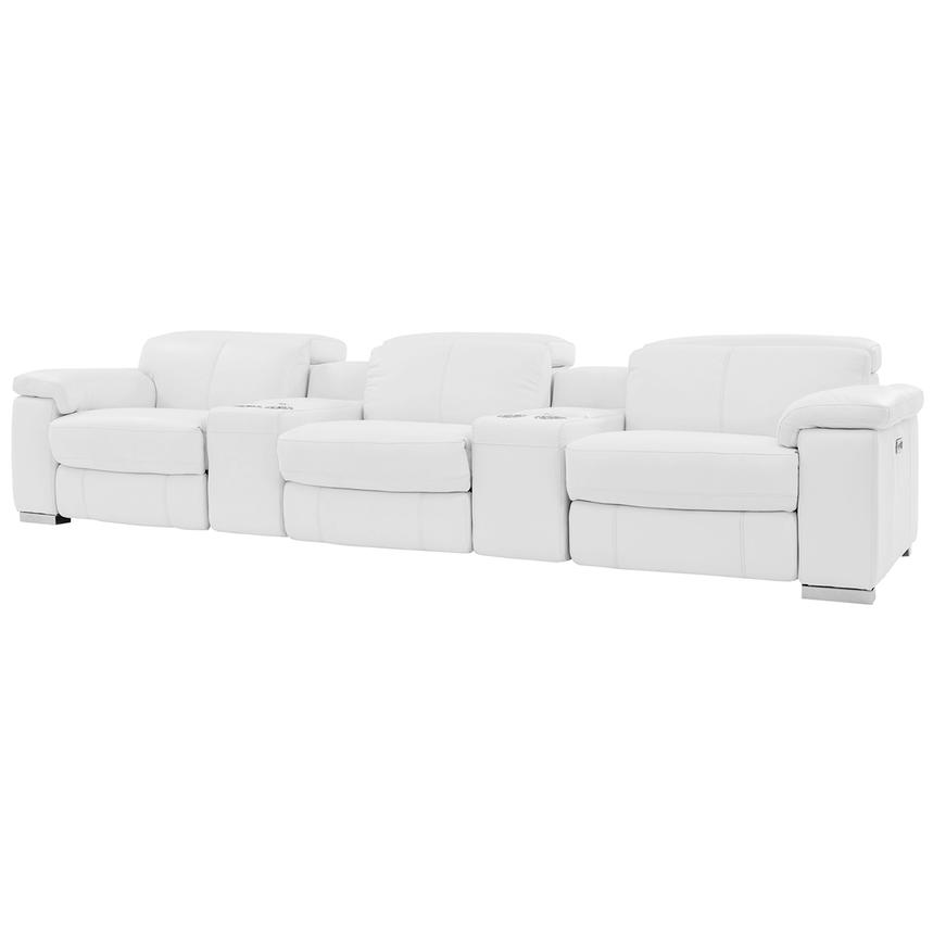 Charlie White Home Theater Leather Seating with 5PCS/2PWR  alternate image, 4 of 13 images.