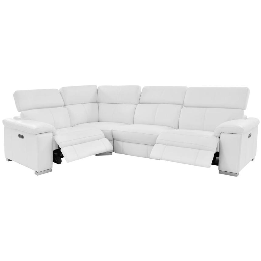 Charlie White Leather Power Reclining Sectional with 4PCS/2PWR  alternate image, 4 of 11 images.