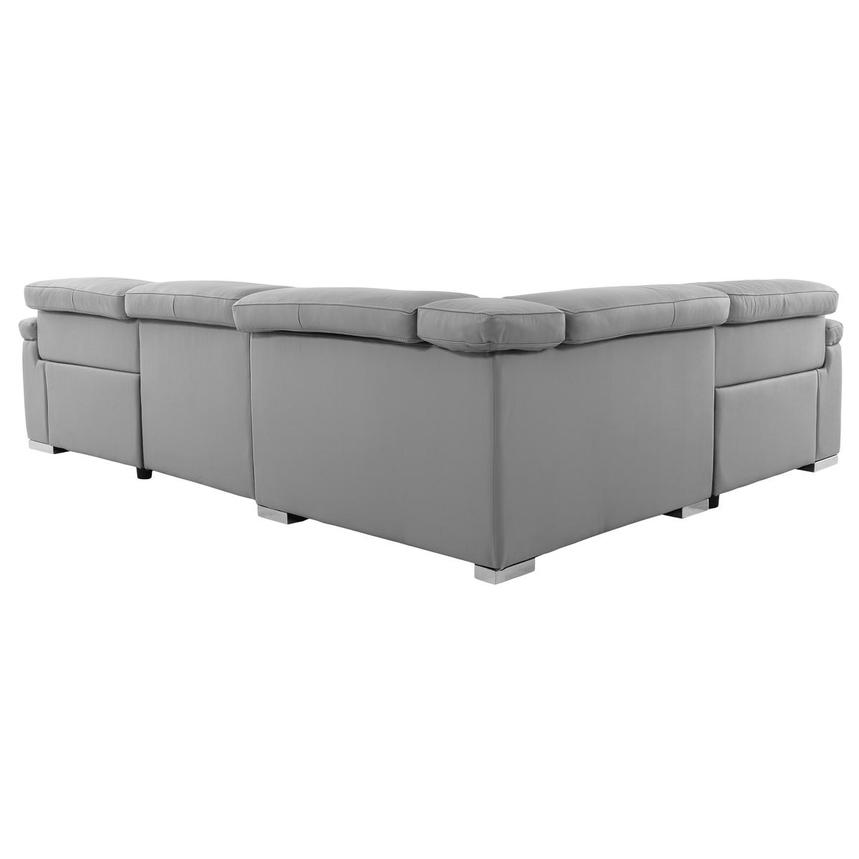 Charlie Light Gray Leather Power Reclining Sectional with 4PCS/2PWR  alternate image, 4 of 14 images.