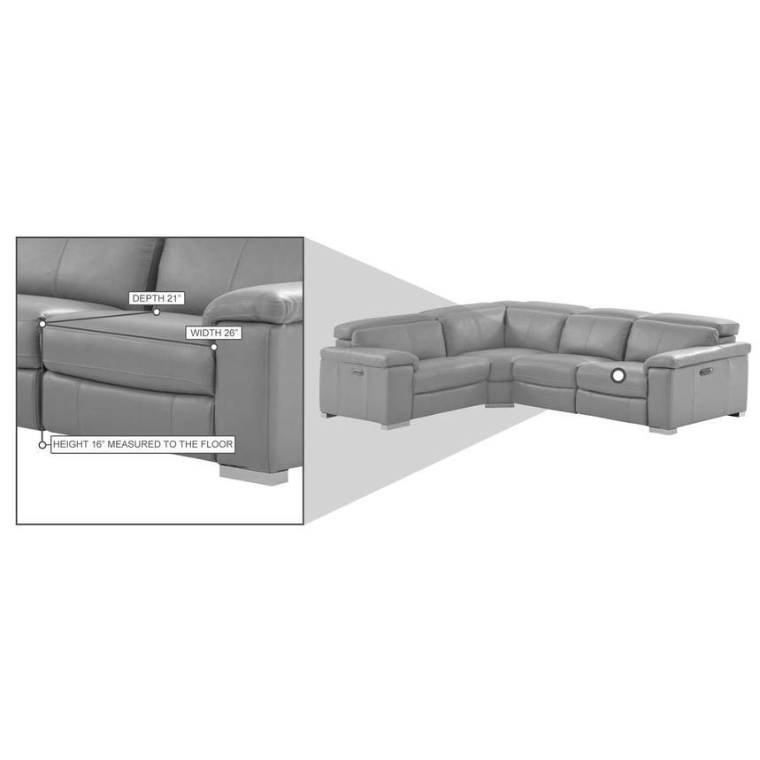 Charlie Light Gray Leather Power Reclining Sectional with 4PCS/2PWR  alternate image, 14 of 14 images.