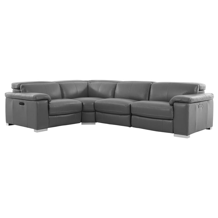 Charlie Gray Leather Power Reclining Sectional with 4PCS/2PWR El