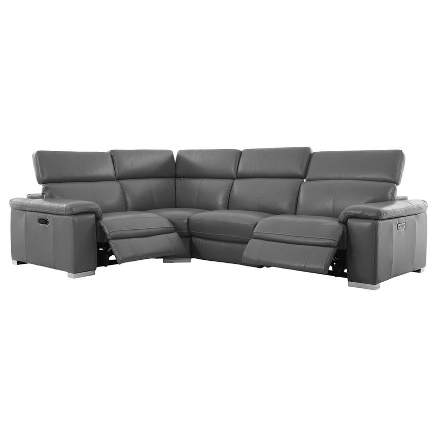 Charlie Gray Leather Power Reclining Sectional with 4PCS/2PWR alternate image, 3 of 13 images.