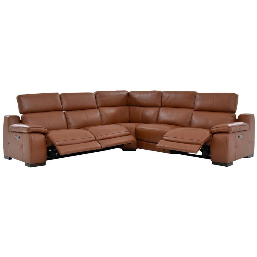 Gian Marco Tan Leather Power Reclining Sectional with 5PCS/3PWR  alternate image, 3 of 8 images.