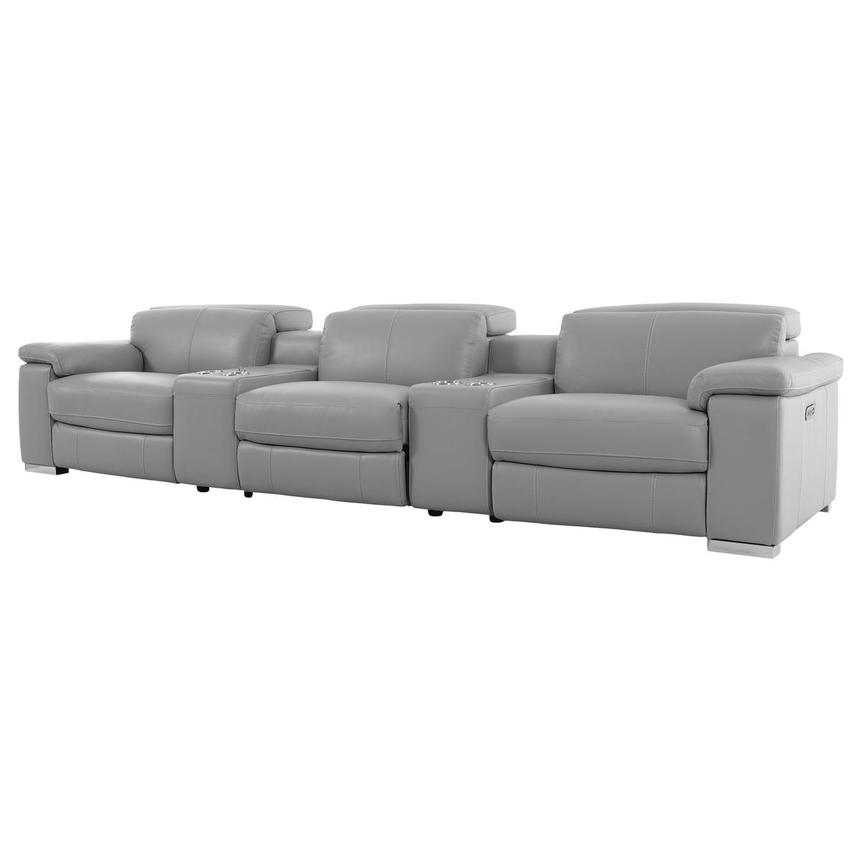 Charlie Light Gray Home Theater Leather Seating with 5PCS/2PWR  alternate image, 3 of 15 images.