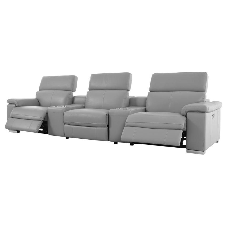 Charlie Light Gray Home Theater Leather Seating with 5PCS/2PWR  alternate image, 4 of 15 images.