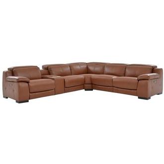 Gian Marco Tan Leather Power Reclining Sectional with 6PCS/3PWR