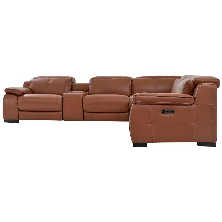 Gian Marco Tan Leather Power Reclining Sectional with 6PCS/3PWR  alternate image, 3 of 8 images.
