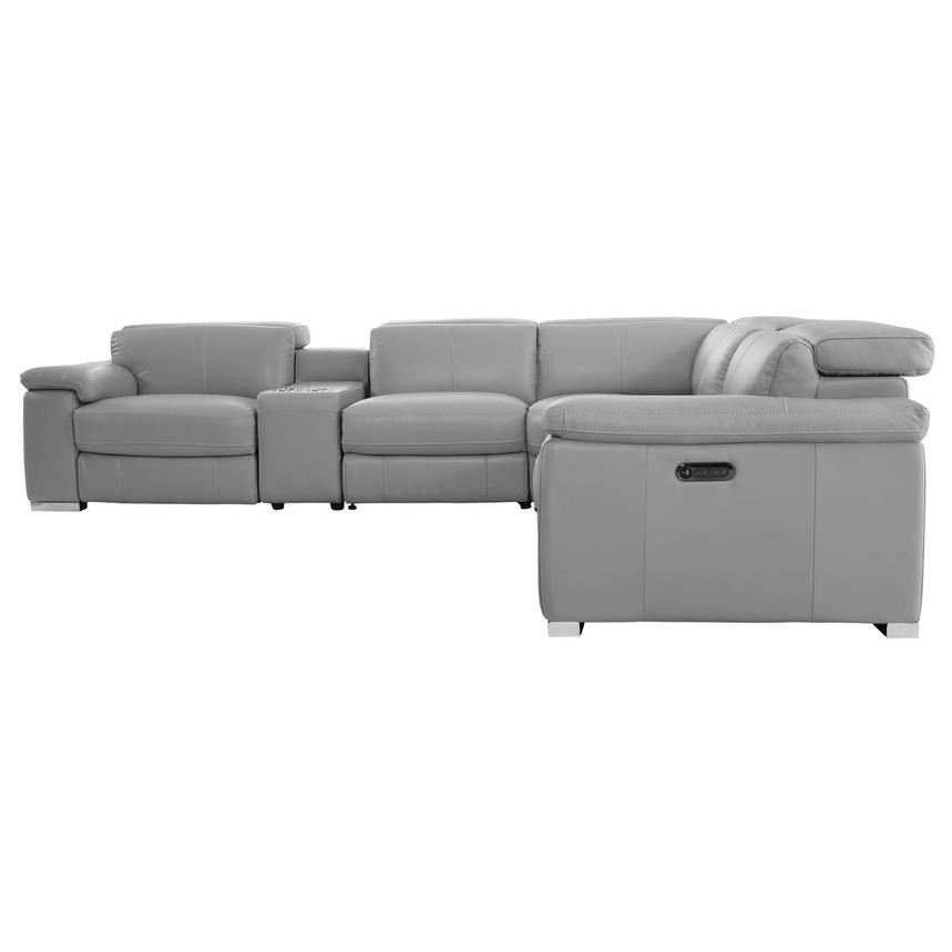 Charlie Light Gray Leather Power Reclining Sectional with 6PCS/3PWR  alternate image, 3 of 15 images.