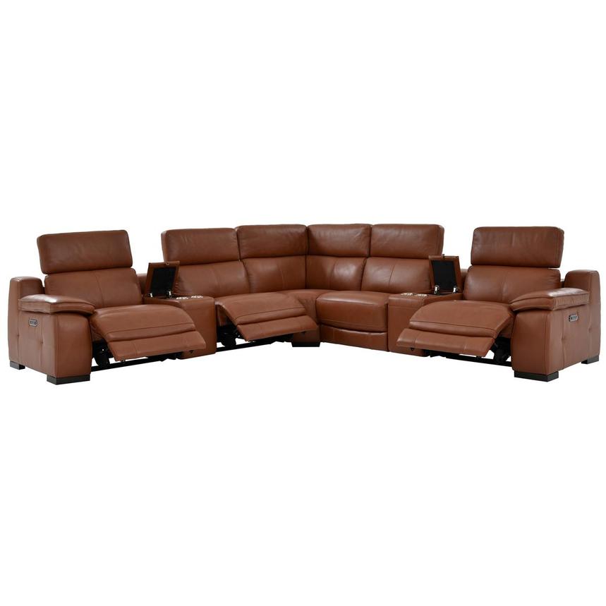 Gian Marco Tan Leather Power Reclining Sectional with 7PCS/3PWR  alternate image, 2 of 9 images.