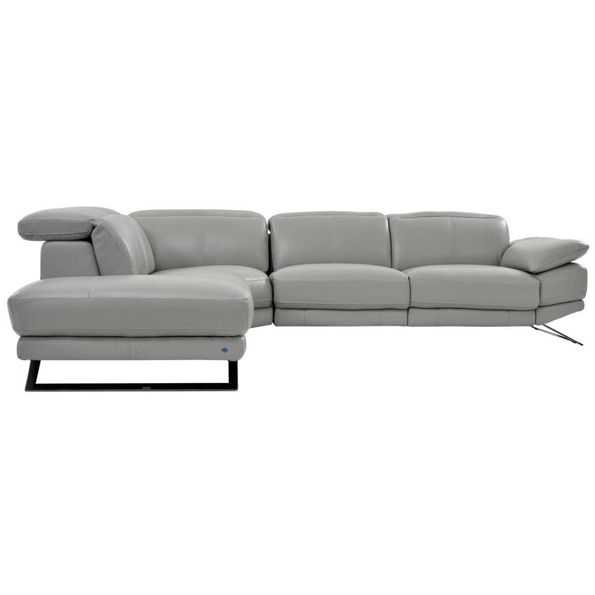 Toronto Silver Leather Power Reclining Sofa w/Left Chaise  alternate image, 3 of 7 images.