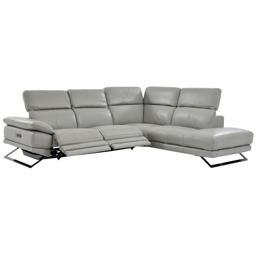 Toronto Silver Leather Power Reclining Sofa w/Right Chaise  alternate image, 3 of 8 images.