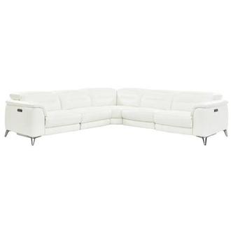 Anabel White Leather Power Reclining Sectional