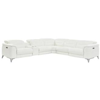 Anabel White Leather Power Reclining Sectional with 6PCS/3PWR