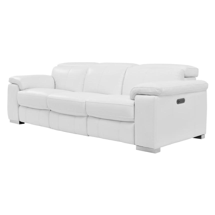 Charlie White Leather Power Reclining Sofa El Dorado Furniture