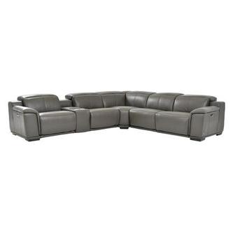 Davis 2.0 Dark Gray Leather Power Reclining Sectional with 6PCS/3PWR