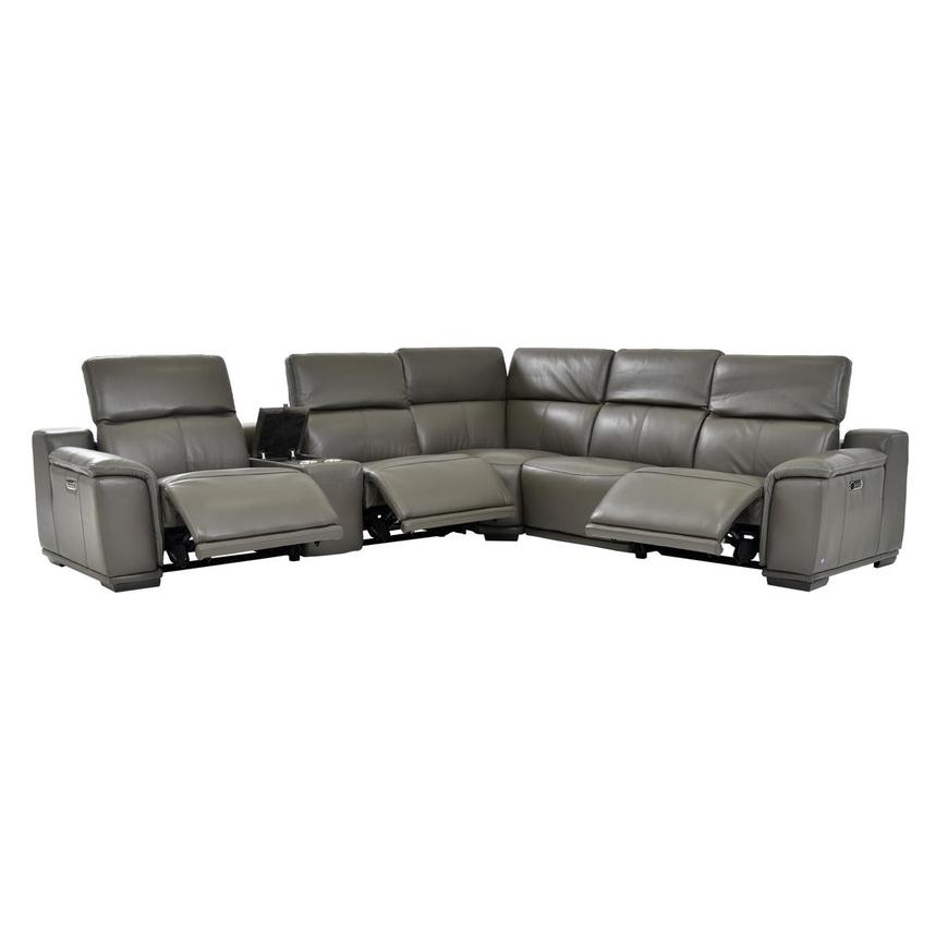 Davis 2.0 Dark Gray Leather Power Reclining Sectional with 6PCS/3PWR  alternate image, 3 of 9 images.