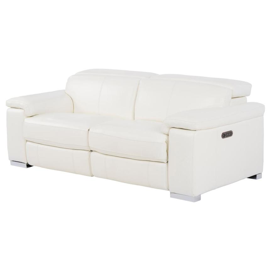 Charlie White Leather Power Reclining Loveseat  alternate image, 2 of 8 images.