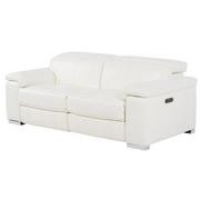 Charlie White Leather Power Reclining Loveseat  alternate image, 2 of 8 images.
