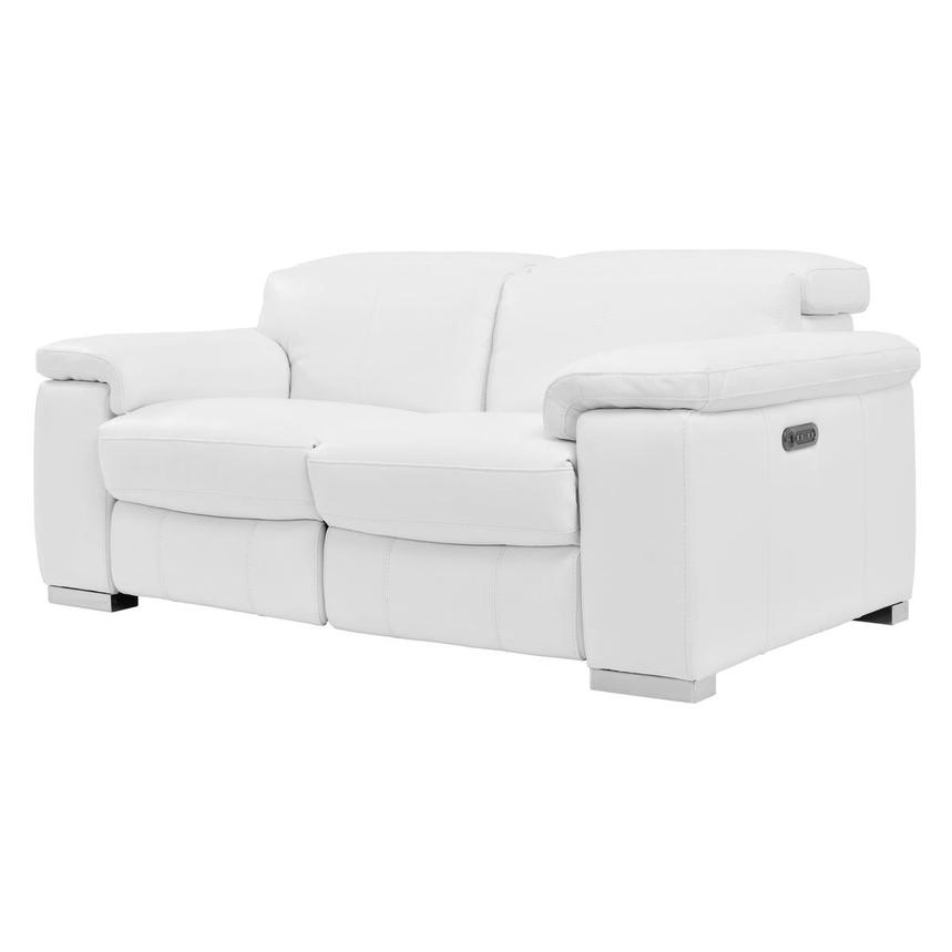 Charlie White Leather Power Reclining Loveseat  alternate image, 4 of 12 images.