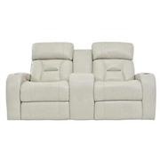 Gio Cream Leather Power Reclining Sofa w/Console  main image, 1 of 12 images.