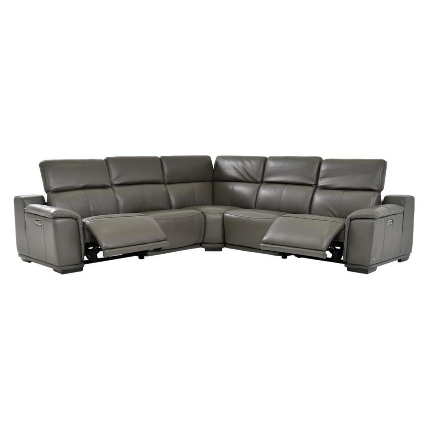 Lauretta contemporary grey top deals grain leather power reclining sectional