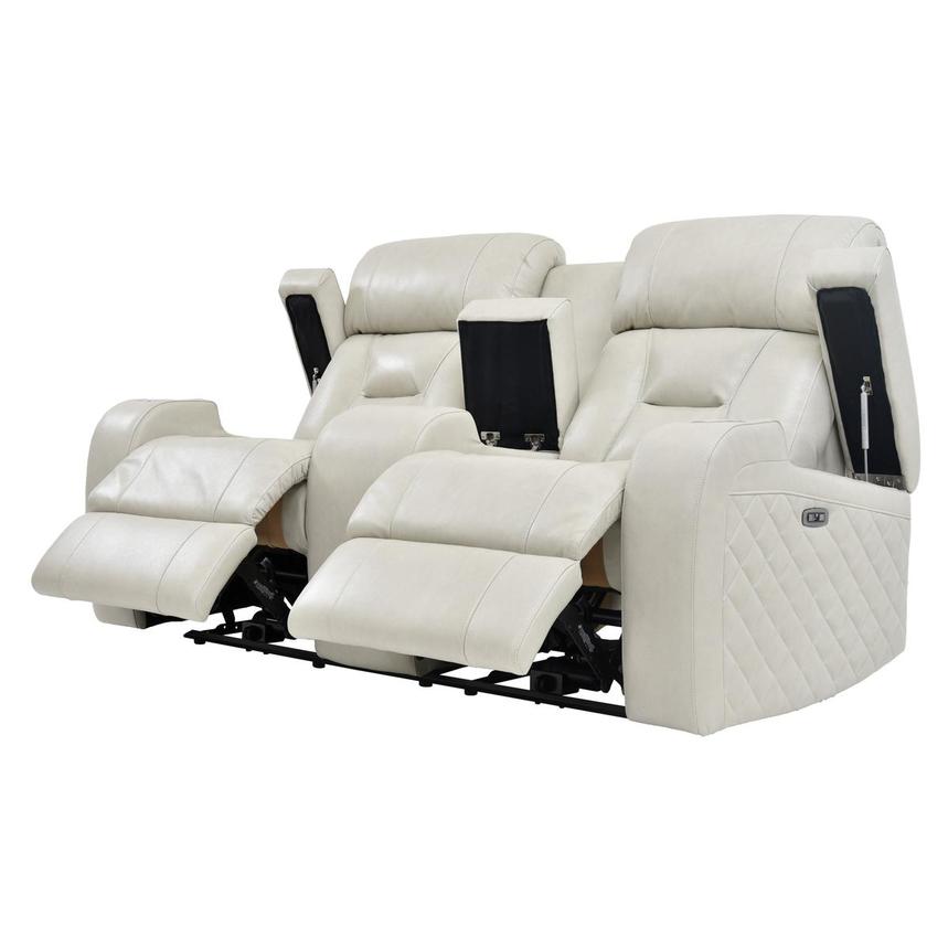 Gio Cream Leather Power Reclining Sofa, Leather Reclining Sofa With Console