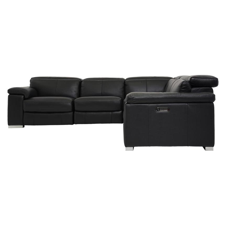 Charlie Black Leather Power Reclining, Black Leather Sectional Sofa With Recliner