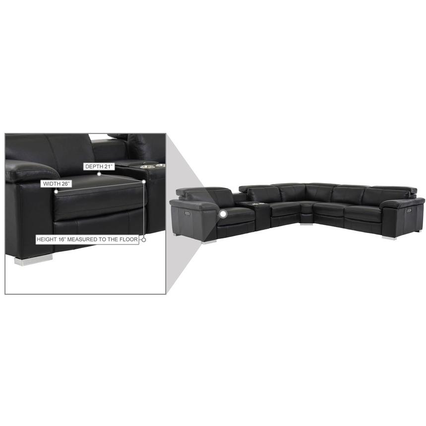 Charlie Black Leather Power Reclining Sectional with 6PCS/3PWR  alternate image, 9 of 10 images.