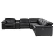 Charlie Black Leather Power Reclining Sectional with 6PCS/3PWR  alternate image, 3 of 12 images.