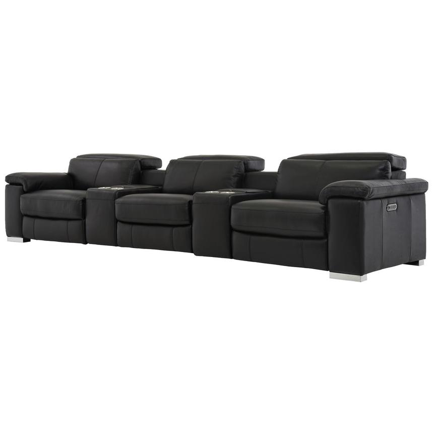 Charlie Black Home Theater Leather Seating with 5PCS/2PWR  alternate image, 2 of 11 images.