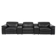 Charlie Black Home Theater Leather Seating with 5PCS/2PWR  main image, 1 of 10 images.