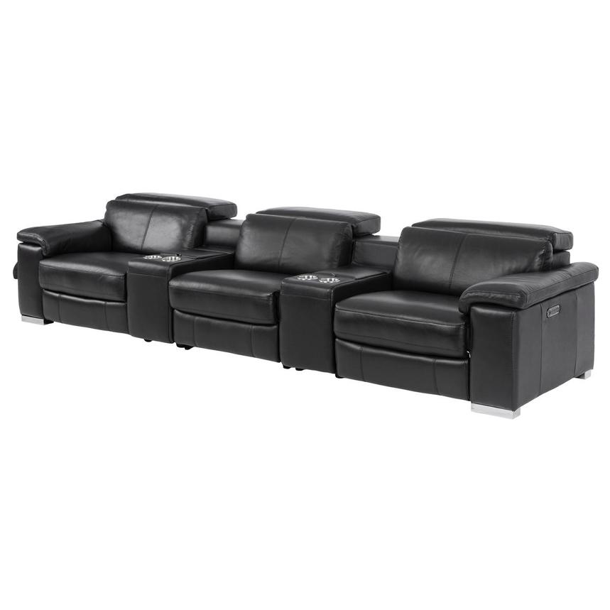Charlie Black Home Theater Leather Seating with 5PCS/3PWR alternate image, 3 of 10 images.