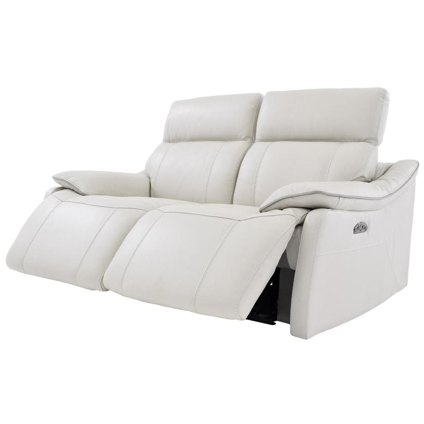 Austin Light Gray Leather Power, Leather Recliner Love Seat