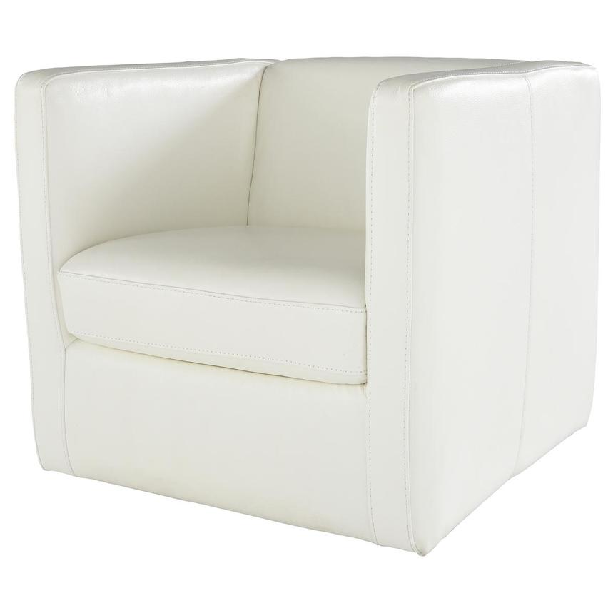 Cute White Leather Accent Chair  main image, 1 of 5 images.