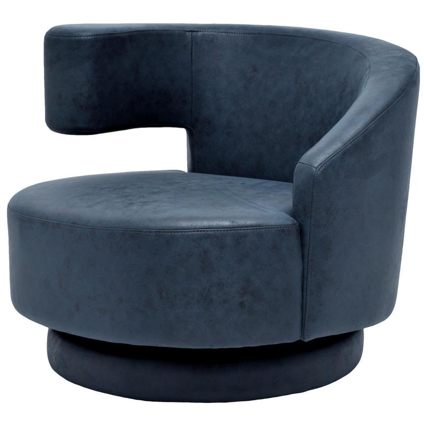 Okru Dark Blue Swivel Chair w/2 Pillows | El Dorado Furniture