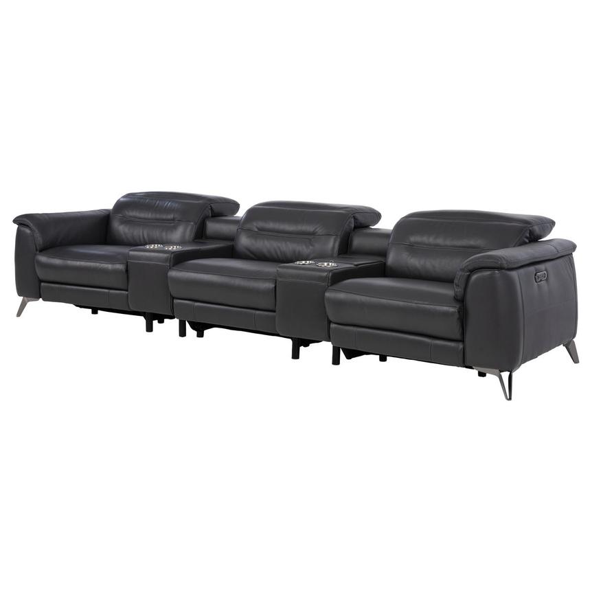 Anabel Gray Home Theater Leather Seating with 5PCS/3PWR  alternate image, 4 of 12 images.