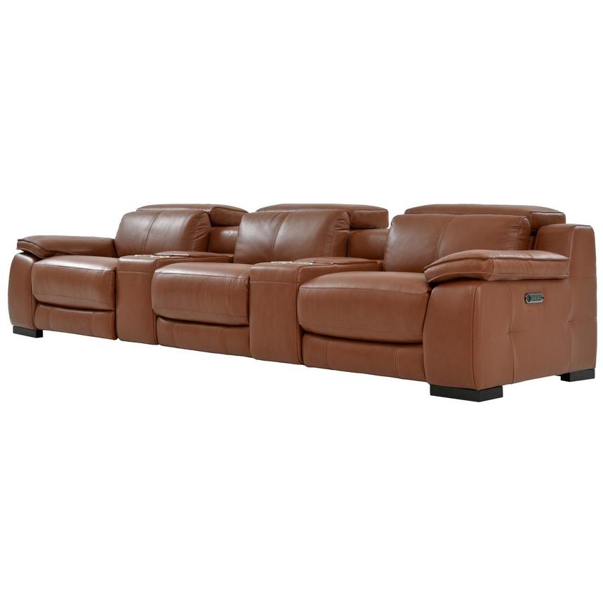 Gian Marco Tan Home Theater Leather Seating with 5PCS/3PWR  alternate image, 3 of 11 images.