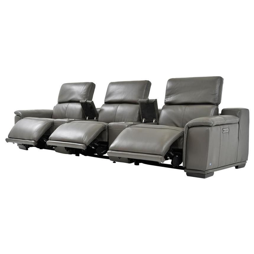 Davis 2.0 Dark Gray Home Theater Leather Seating with 5PCS/3PWR  alternate image, 4 of 10 images.