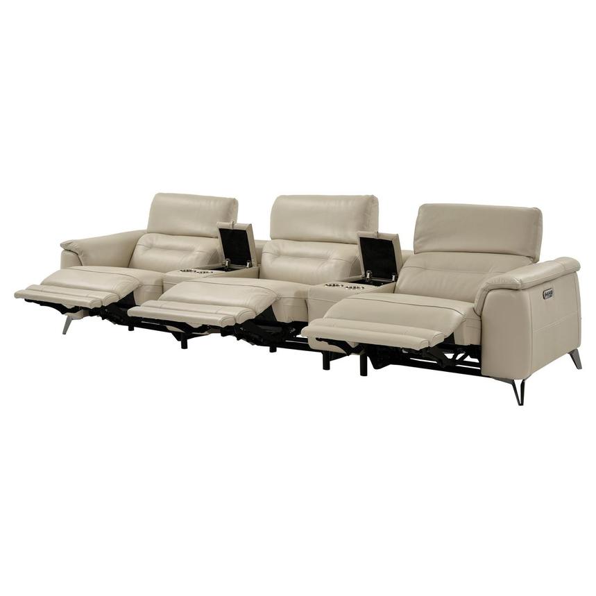 Anabel Cream Home Theater Leather Seating with 5PCS/3PWR  alternate image, 5 of 13 images.