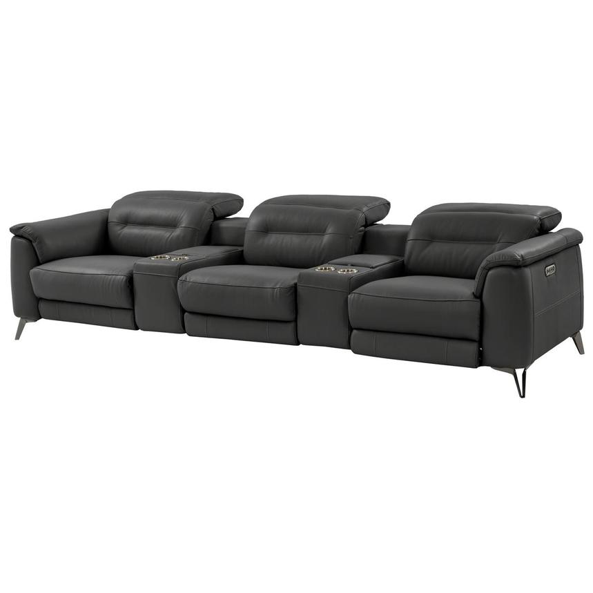 Anabel Gray Home Theater Leather Seating with 5PCS/3PWR  alternate image, 3 of 12 images.