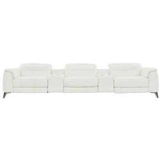 Anabel White Home Theater Leather Seating with 5PCS/3PWR