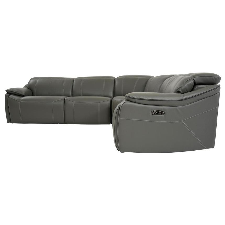 Austin Dark Gray Leather Power Reclining Sectional with 5PCS/3PWR  alternate image, 4 of 9 images.
