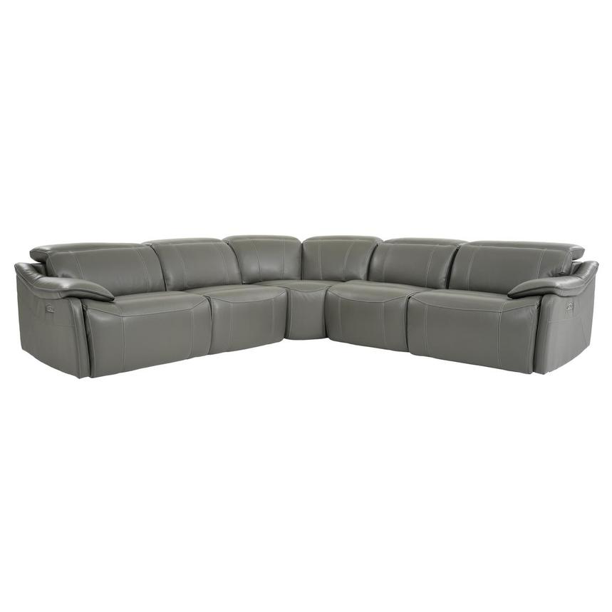 Austin Dark Gray Leather Power Reclining Sectional El Dorado