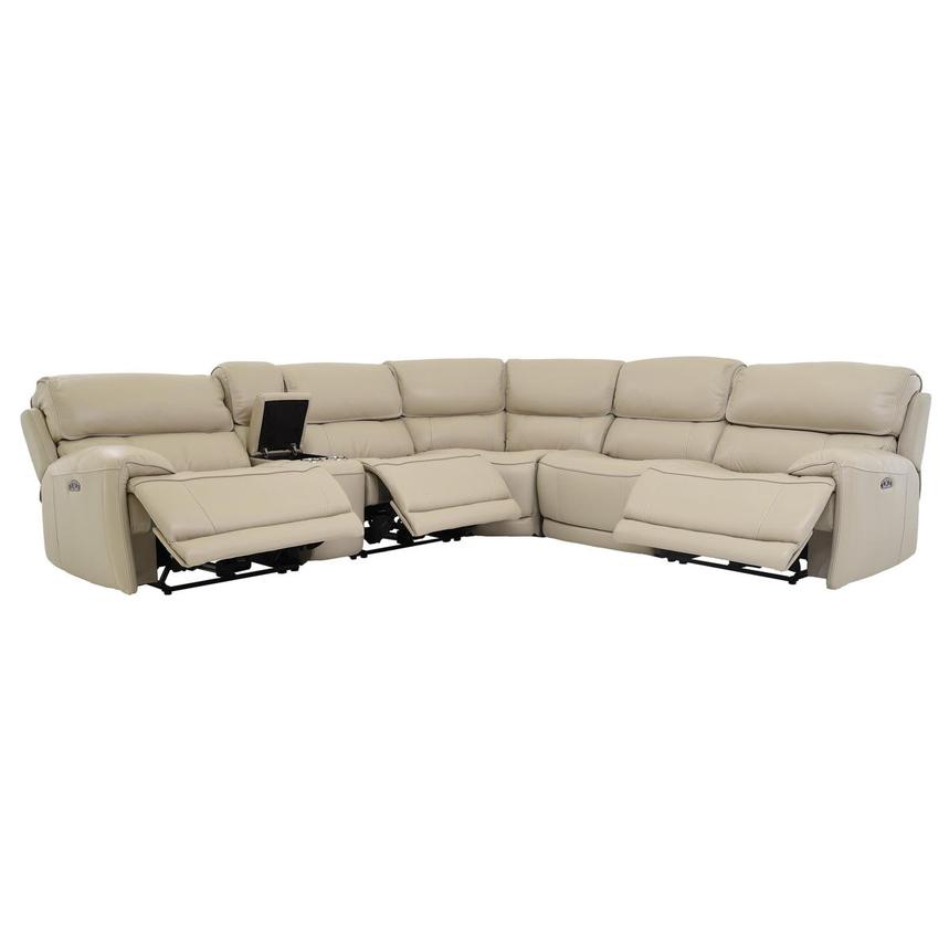 誠実 Cody Cream Leather Power Reclining Sectional with 6PCS/3PWR 小物