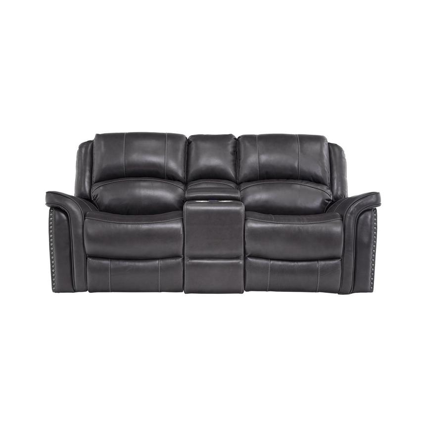 Raleigh Gray Leather Reclining Sofa W Console Raleigh Gray Leather Reclining Sofa W Console