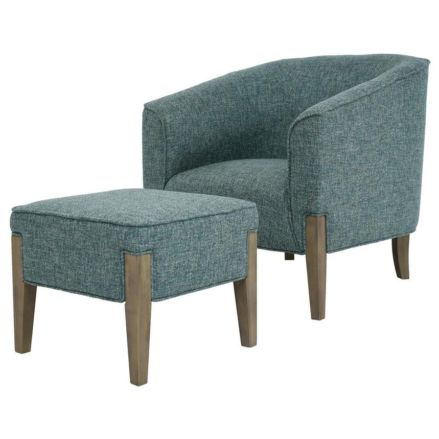 green accent chair with ottoman